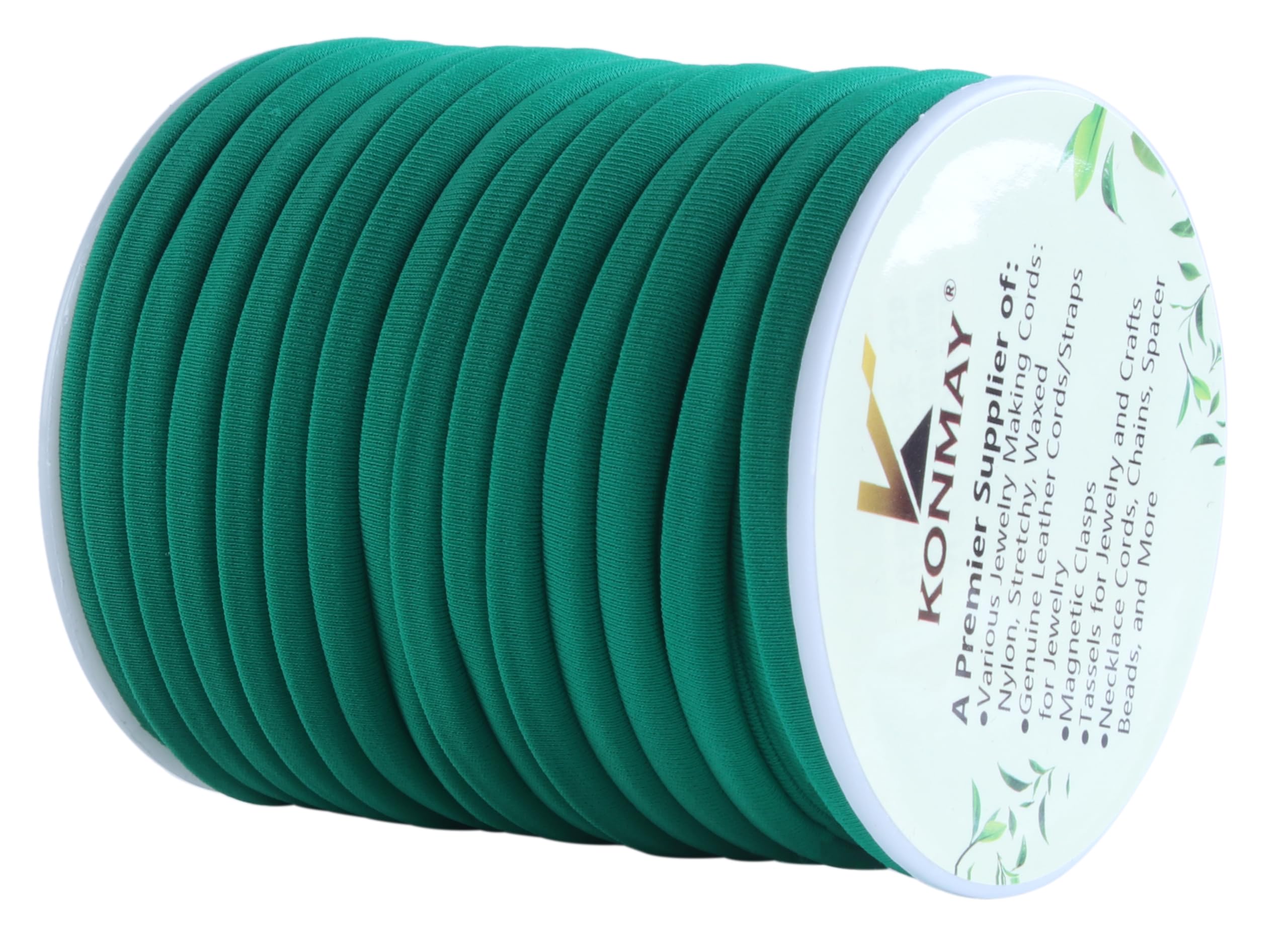 KONMAY Stretchy Polyester Spandex Cord, 18 Meters 5.0mm Soft Skinny Stitched Elastic String for Jewelry Making, Sewing, and Crafting