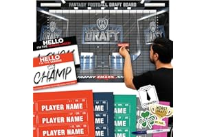 TrophySmack 2025 Fantasy Football Draft Board Kit - 16, 14, 12, 10, 8 Team - 500+ Player Labels - 24 Rounds