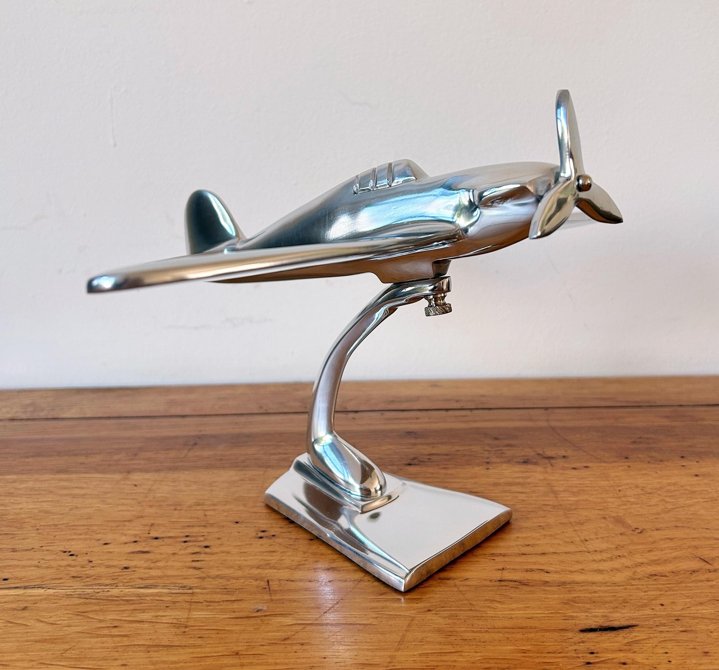 Inspirational Gifting 25cm Wingspan Hawker Hurricane Plane Ornament Sculpture in Polished Aluminium - A Lovely Gift Idea!
