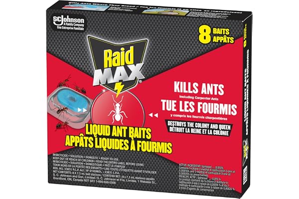 Raid Max Double Control Liquid Ant Killer Baits and Traps, Kills Ants Where They Breed, For Indoor Use, Child Resistant, 8 Ba