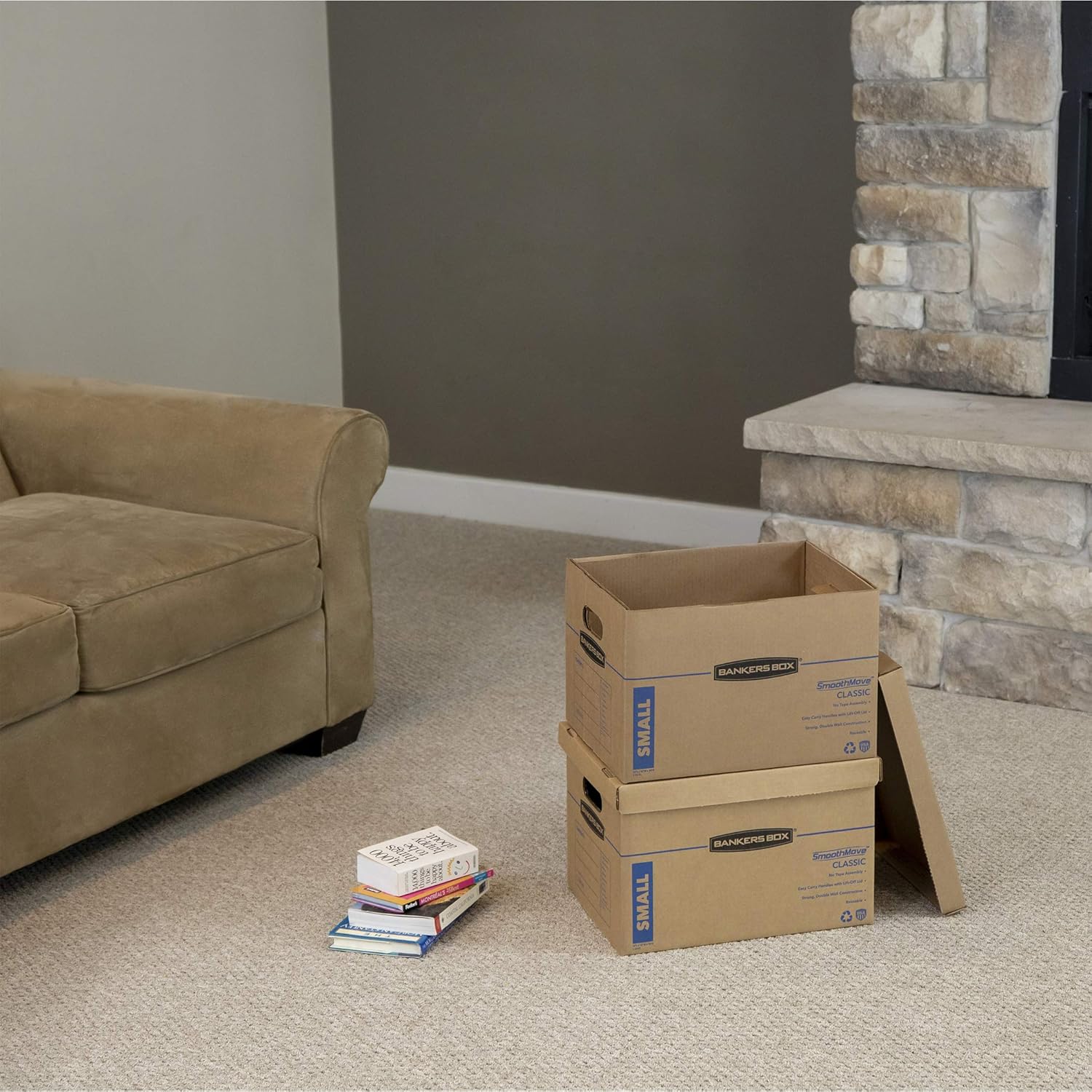 Bankers Box SmoothMove Classic Moving Boxes, Tape-Free Assembly, Easy Carry Handles, Small, 15 x 12 x 10 Inches, (7714901): Office Products