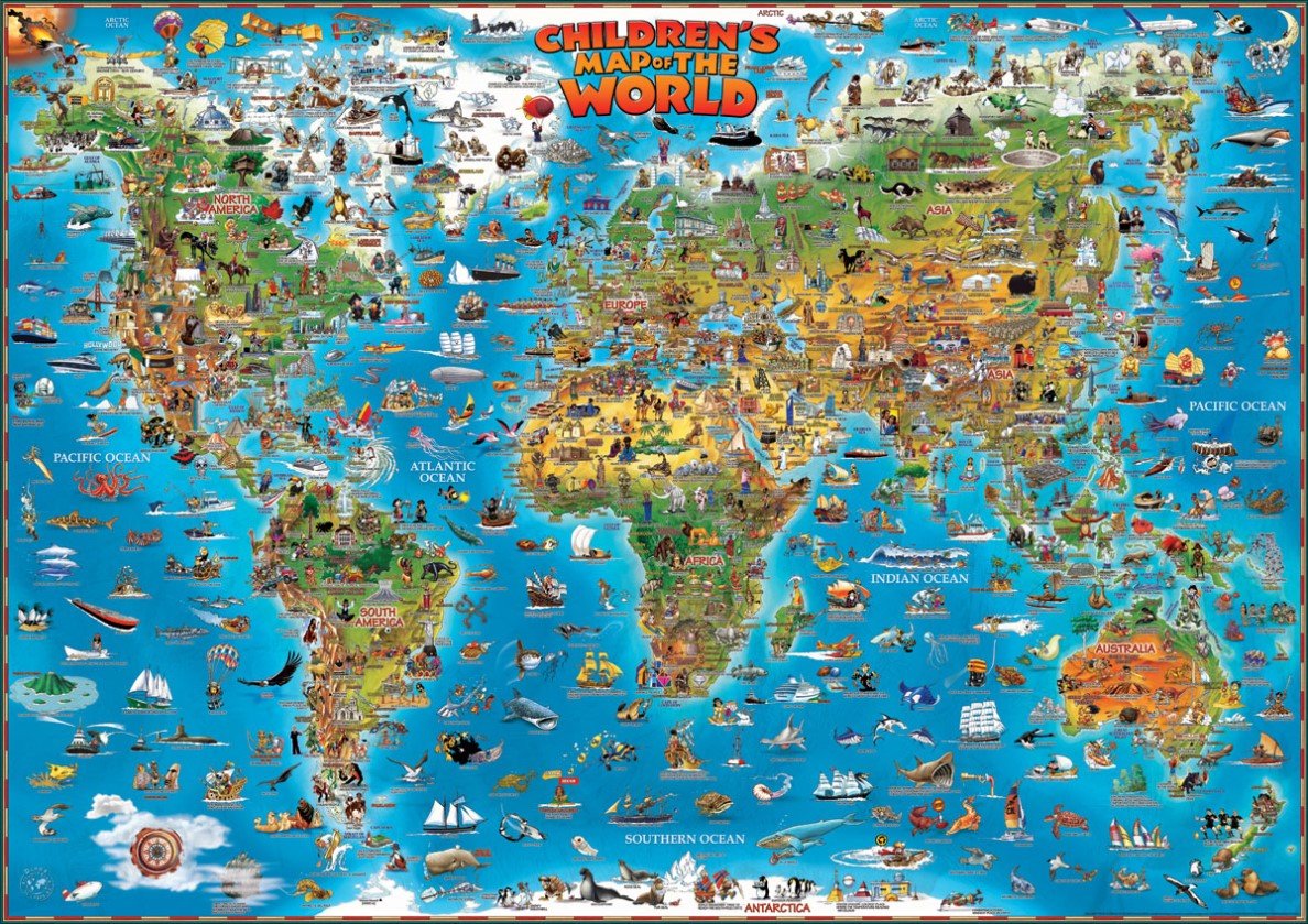 World children's map flat laminated 2013: DINO.EN.PP.W
