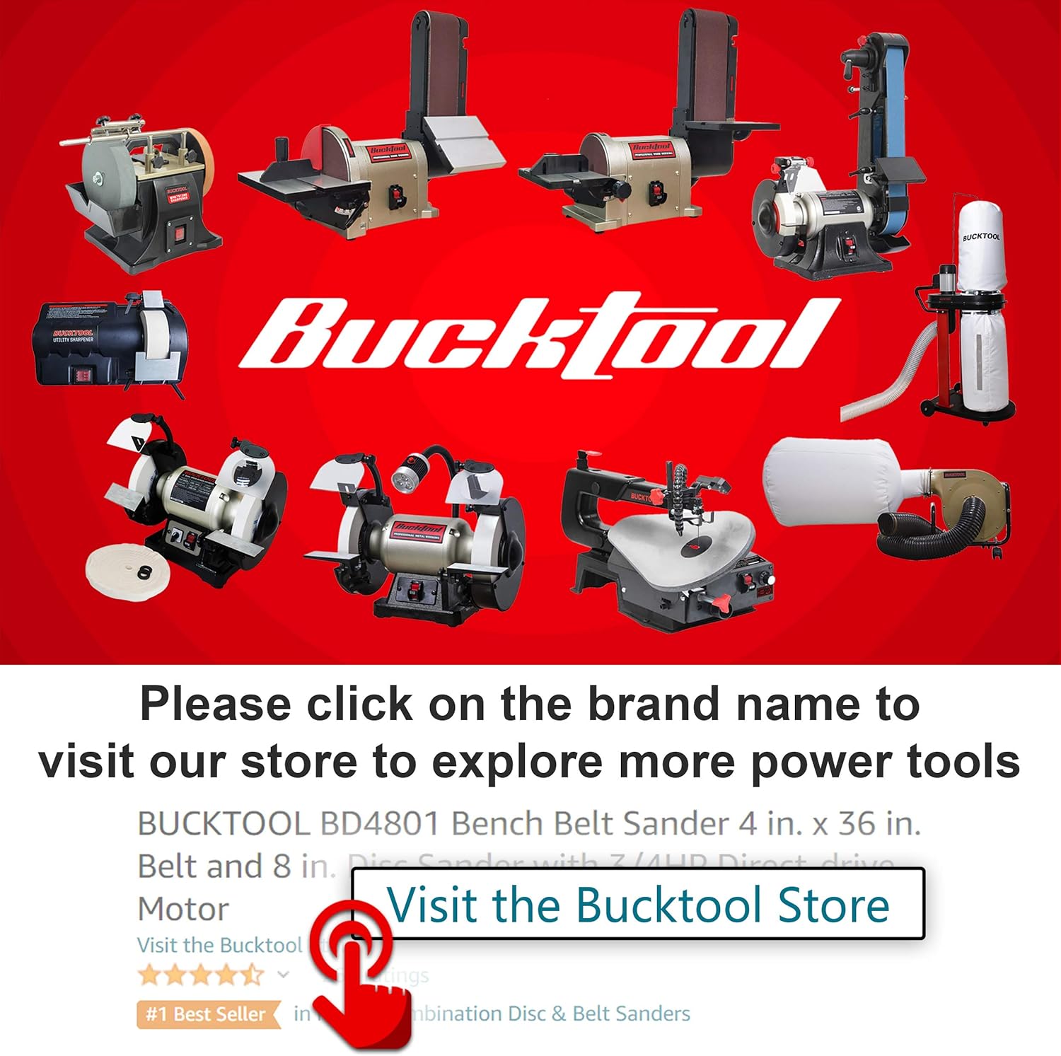 Bucktool Combo 2" x 42" Belt Sander 6" Bench Grinder, Knife Sharpener BG2600 - - 