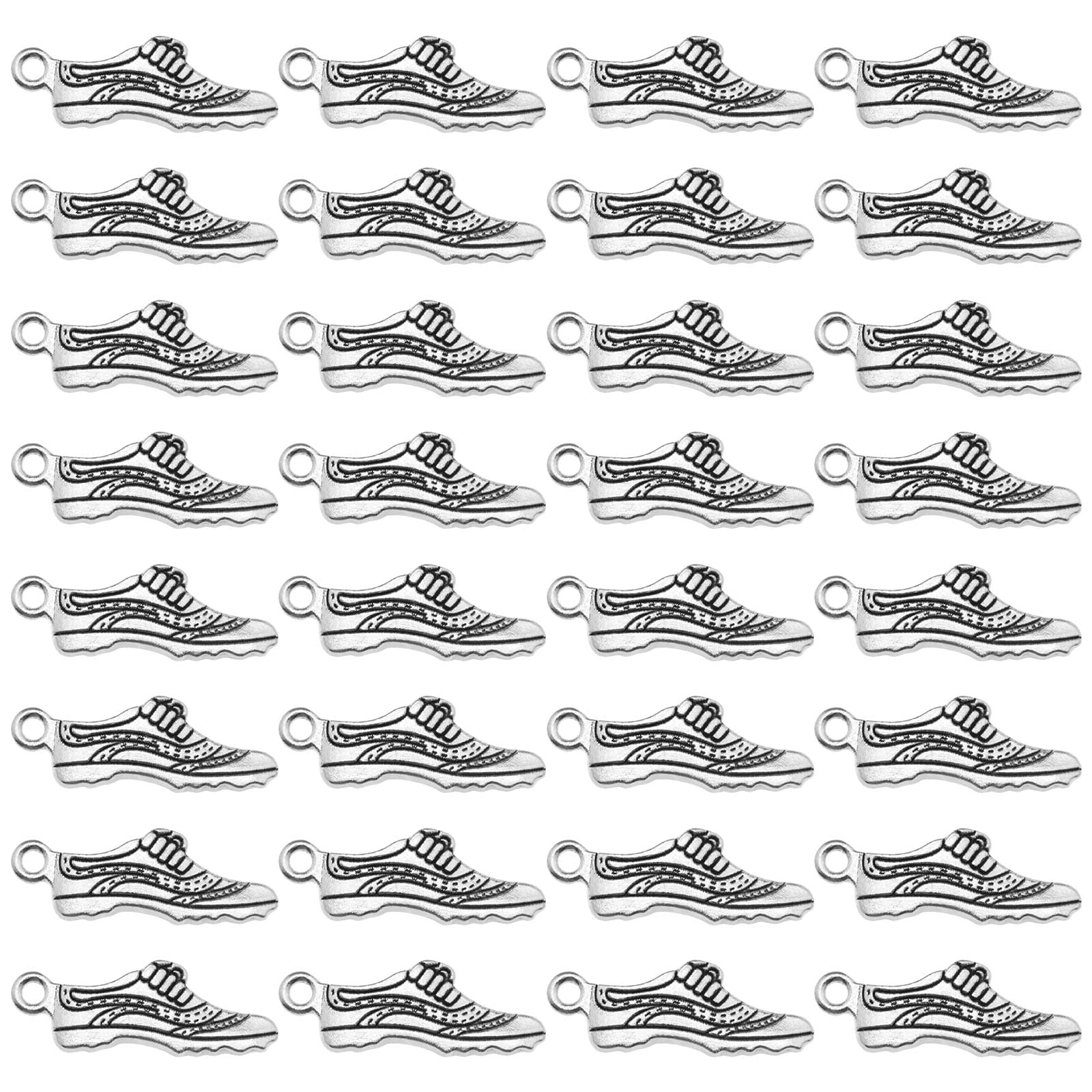YINETTECH 60Pcs Football Shoe Charms Shoes Shape Charms Sport Pendants Zinc Alloy Sport Charms Decorative Accessories for Jewellery Making Necklace Bracelets Silver