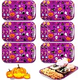 Acellegic 12pcs Halloween Serving Trays 13 x 9 Inch Large Halloween Platters Pumpkin Bat Ghost Food Trays for Movie Night Birthday Party Supplies (Purple Style)