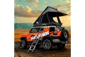 BAYATI Naturnest Rooftop Tent Hard Shell, Easy Set Up Pop Up Tent for 2 Person Camping, Waterproof Windproof UV-Resistant Blackout Privacy 4 Season Tent for Pickup Truck, Jeep, SUV, Van, Trailer