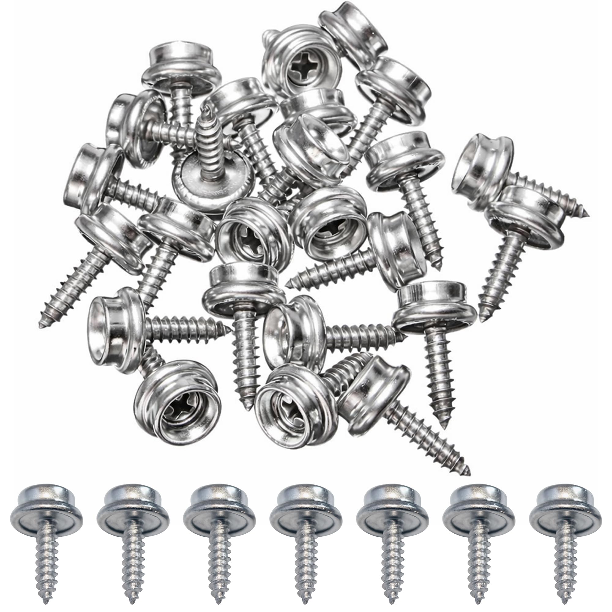 Trimming Shop 15mm Silver Stainless Steel Screw Press Studs 3 Part Snap Fasteners for Boat Cover, Marine Grade, Awning, Canvas, Fabric, Wood, Furniture, DIY, Leathercrafts, 10pcs