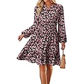 GRACE KARIN Spring Dresses for Women 2026,Casual Long Sleeve Mini Dress, Floral Wedding Guest Dress with Pockets