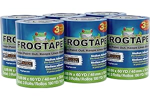FrogTape ProGrade Blue Painters Tape with PAINTBLOCK, 2 Inch Wide (1.88 in. x 60 Yds), Medium Adhesion, Blue, 3 Rolls (104957)