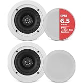 Pyle 6.5&rdquo; Ceiling Wall Mount Speakers-Pair of 2-Way Midbass Woofer Speaker 1/2'' Polymer Dome Tweeter Flush Design w/70Hz-20kHz Frequency Response&amp;200 Watts Peak Easy Installation-Pyle PDIC61RD