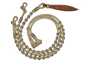 WeavingCraft Natural & Black Knots Raw Hide Leather Horse Tack Hand-Braided Romal Romel Reins Hand Made Rope/Rope Reins-8.5 F
