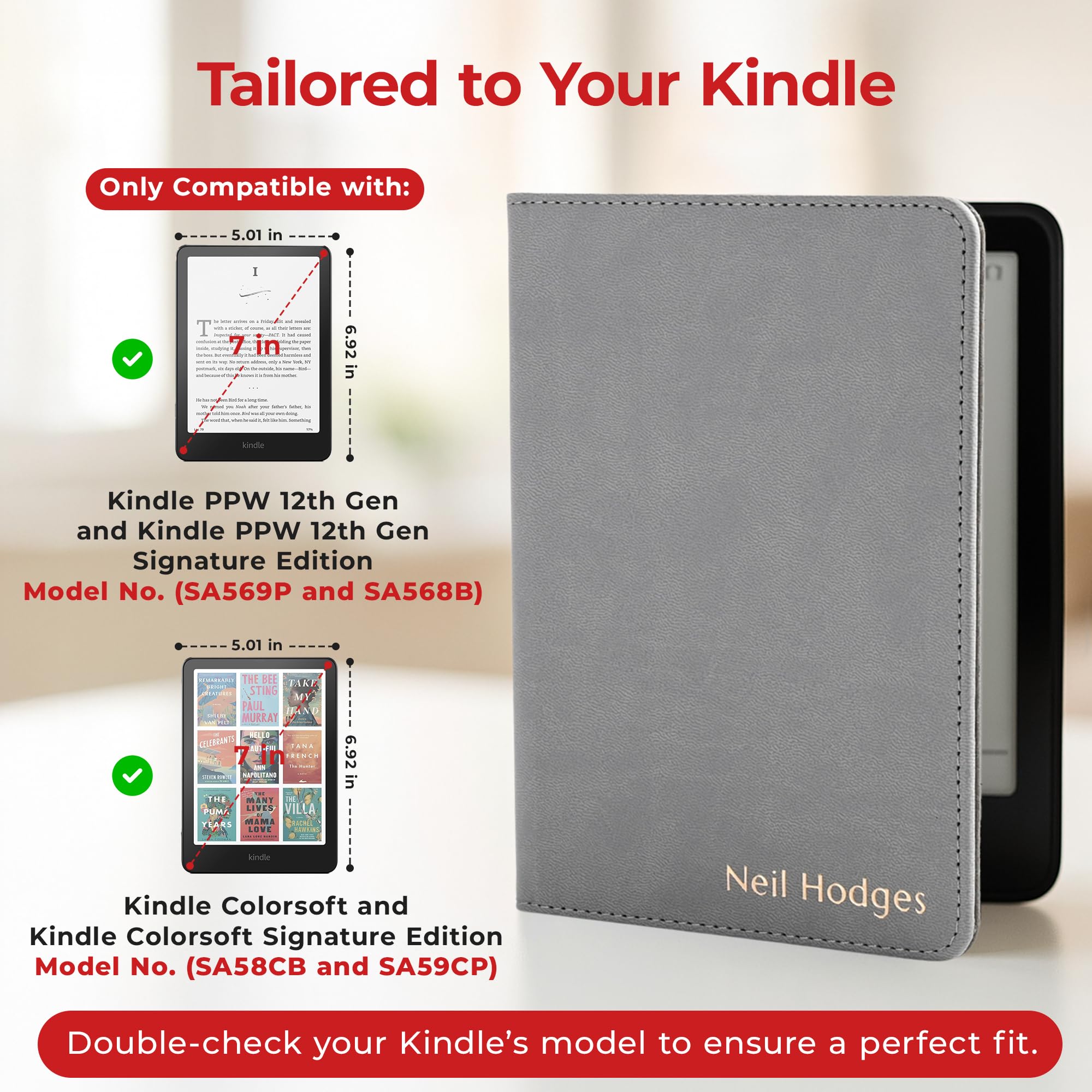 Promot Personalized Vegan Leather Case for Kindle Paperwhite 7