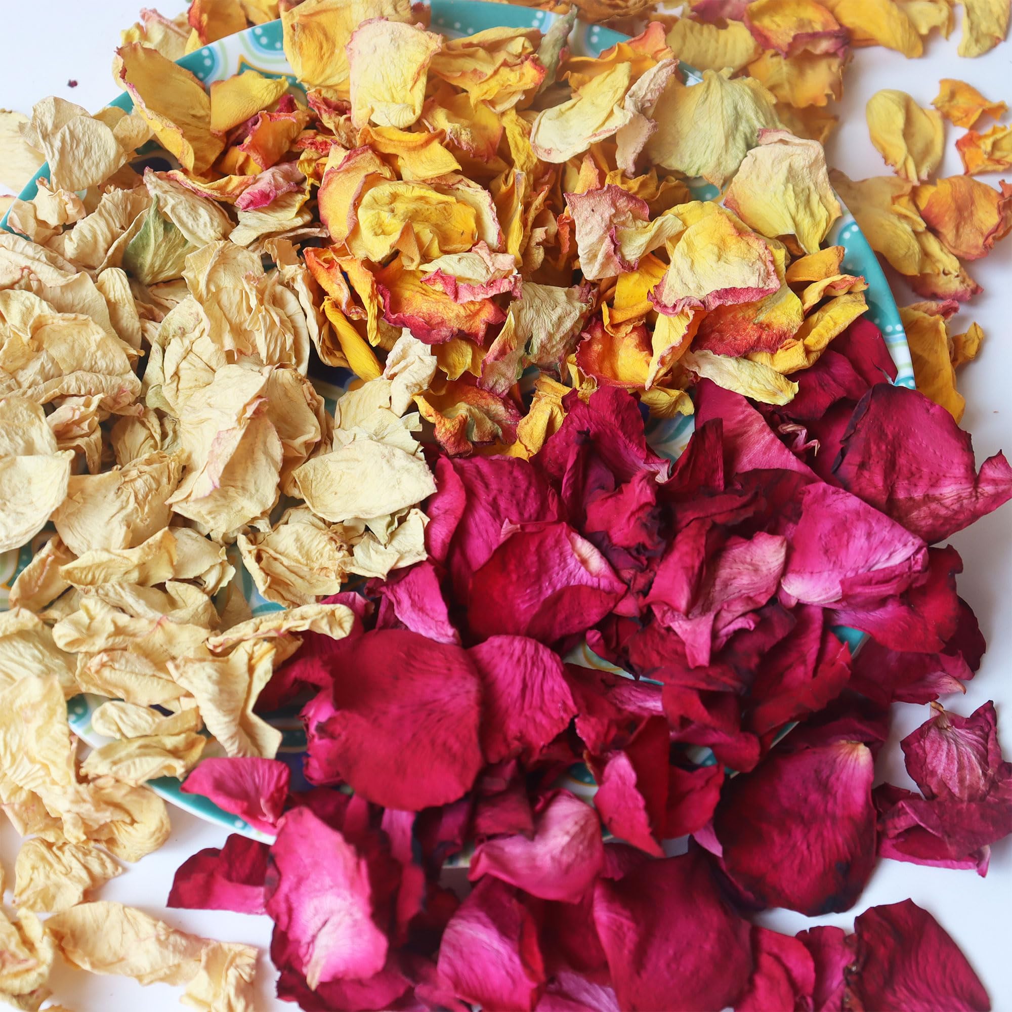 Photo 1 of 2.5 QT Dried Rose Flower Petals Biodegradable Confetti, 30 Cups Mix Real Natural White Pink Yellow Rose Petals for Wedding Proposal Party Valentine's Day Decor Flower Girls (Mixed Red&White&Yellow)