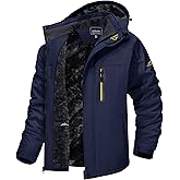 TACVASEN Men's Winter Ski Jacket Waterproof Snow Coats Snowboard Fleece Lining Jacket Warm Parka with Hooded