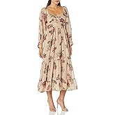 Angie Womens Long Sleeve Twist Front Keyhole Maxi Dress