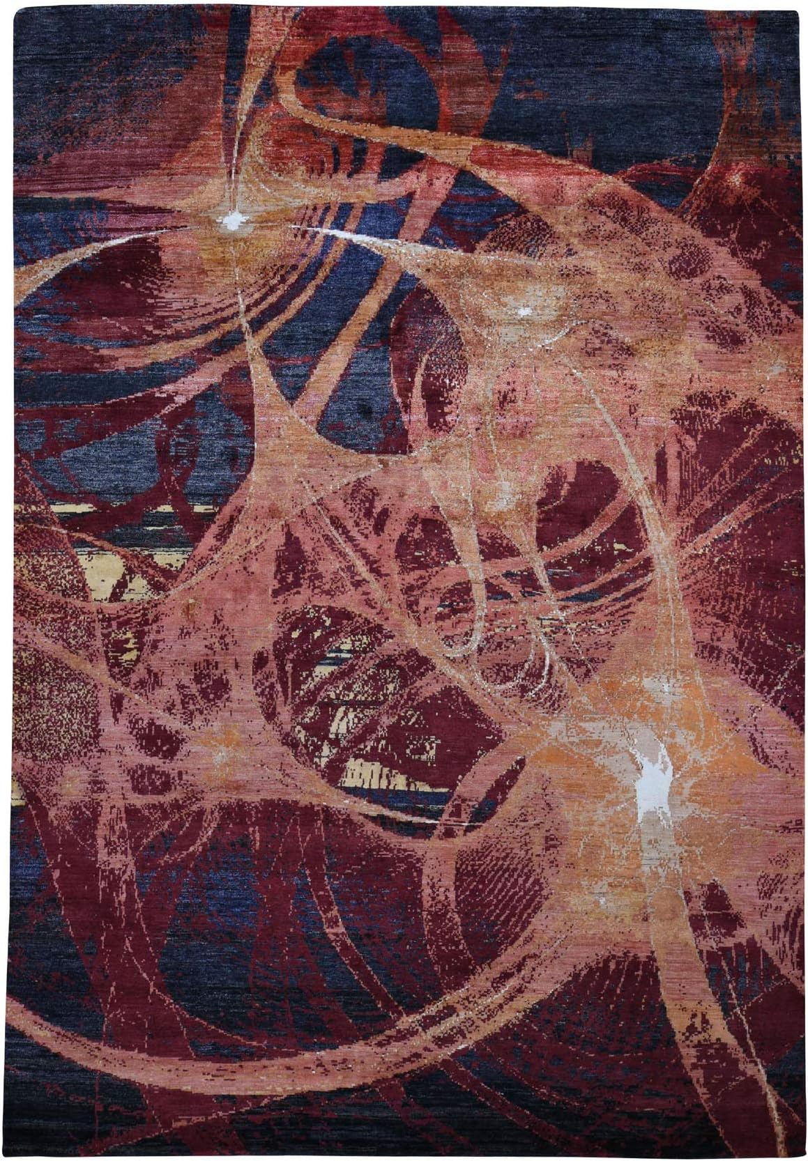 Shahbanu Rugs The Flamboyant Galaxy Wool and Silk Hand Knotted Oriental Rug (9'2" x 12'0")