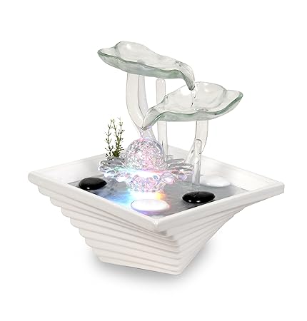WeiVa Feng Shui Keramik Glas -Zimmerbrunnen mit LED Beleuchtung 22171