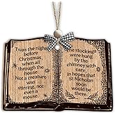 TWAS The Night Before Christmas Book Ornaments for Christmas Tree 3.5 Inches, Vintage Poem The Night Before Christmas Ornament & Rustic Stockings, A Visit from St. Nicholas Keepsake for Home Decor