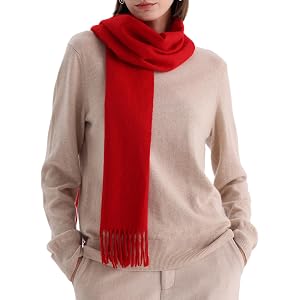 100% Cashmere Winter Scarf, 2-Ply Yarn Soft Warm Unisex Long Neck Wrap