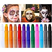 Face Paint Kit for Kids, 12 Colors Washable Halloween Cosplay Makeup Body Paint Crayons for Kids&Adult Clown Face Makeup…