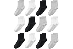 GENTABY Kids Socks 12 Pairs Boys Girls Athletic Crew Ankle Socks for Children for Ages 1-13 Breathable Fit for Daily Wear