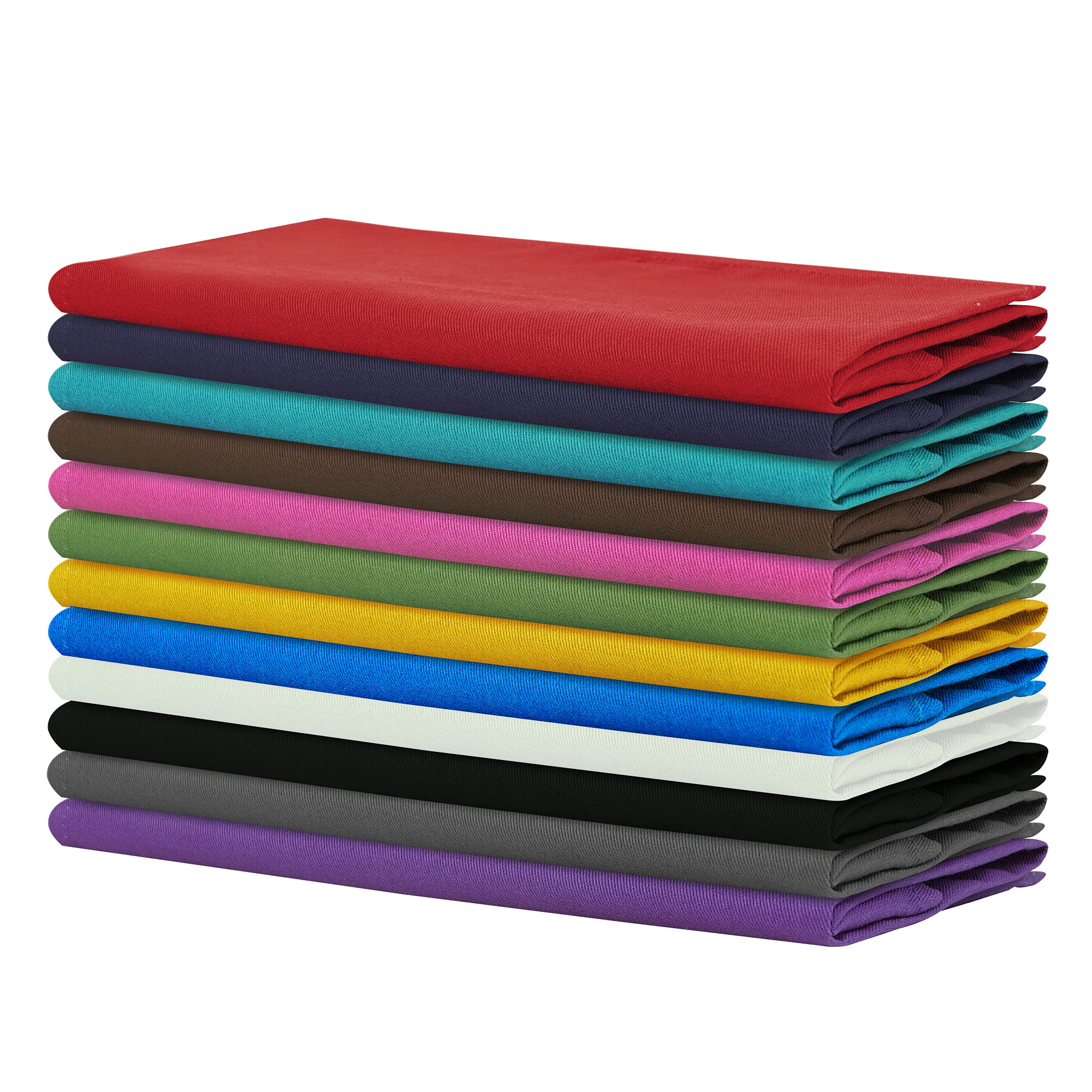 Sweet Needle Cotton Cloth Napkins (Pack of 12) - 100% Cotton Oversized Dinner Cloth Napkin 45 CM x 45 CM (18 IN x 18 IN), Multicolors - Heavy weight fabric for daily use with Mitered corners finish