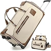 TONRUYN Rolling Garment Bag for Travel 55L Suit Bag with Wheels Handle Carry on Garment Bags for Men Women Convertible Duffle Luggage Bag with Shoes Compartment for Business Wedding Weekender, Beige