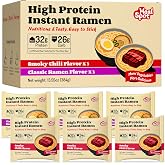 HealSpot High Protein Instant Ramen Variety Pack, 6 Pack Non Fried Ramen Broth, 32g Plant Based Protein, Low Fat, Low Carb, Non GMO, Keto Friendly &amp; Plant Based (Smoky-Beef,Classic-Pork)