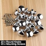 ASelected 20Pcs 30MM Polished Chrome Cabinet Knobs Round Mushroom Drawer Pulls view 6