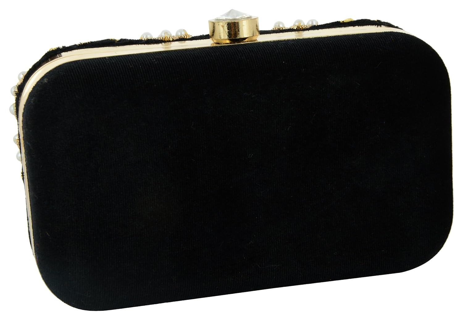 tooba women's velvet zari zirkon box clutch