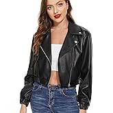 Fahsyee Faux Leather Jacket Women - Black Motorcycle Short Coat Moto Biker Blazer Casual Pleather Jackets Fashion S-XXL