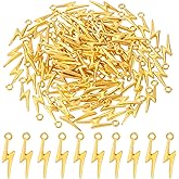 Joez Wonderful 70 Pcs Lightning Bolt Pendants, Gold Alloy Thunder Flash Charms, Lightning Dangle Charms for DIY Crafts, Necklace, Bracelet, Earrings, Jewelry Making