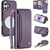 BLISLIAR Wallet Case for iPhone 17 with Card Holder/Crossbody Wallet/Strap,[RFID Blocking][Magnetic] PU Leather Phone Case for iPhone 17,6.3 in,Purple