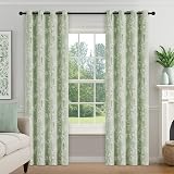 Fmfunctex Green Floral Blackout Curtains 90 Inch Drop 2 Panels Eyelet view 2