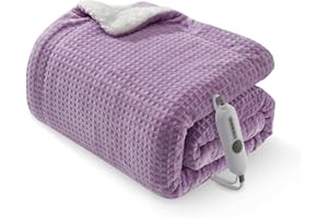 FINERFURNIS Waffle Heated Blanket Full Size 72"x84" - Soft Flannel Electric Throw - Fast Heating, 4 Adjustable Levels, 10H Auto Shut-Off, Overheat Protection, Machine Washable, ETL Certified, for Bedroom