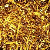 SOFPLATE 100G Basket Filler Paper Shred Gold Box Filler Crinkle Paper Plastic Shiny Metallic Iridescent Film Hamper Shreds Confetti for Gift Wrapping Box Stuffer Basket Filling DIY Birthday Decoration
