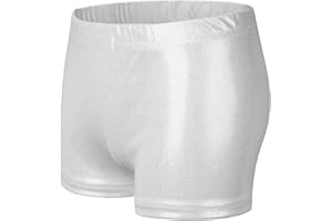 NewL Kids Girl Elastic Waist Shiny Metallic Ballet Dance Shorts Bottoms for Sports Yoga Gymnastic Workout