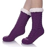 SDBING Women's Winter Super Soft Warm Cozy Fleece Lined Fuzzy Slipper Socks with Grippers