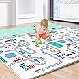 Eanpet Baby Play Mat Foam Area Rug for Kids Toddler Infant Ultra Thick Folding Large Crawl Mat Non-Slip Playmat for Bedroom Playroom Nursery ABC Letter (Traffic)