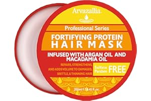 Arvazallia Fortifying Protein Hair Mask and Deep Conditioner with Argan Oil and Macadamia Oil Hair Repair Treatment for Damaged, Brittle, or Thinning Hair - Promotes Natural Hair Growth