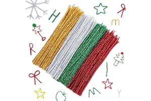 Pipe Cleaners 400 Pcs 4 Colors Christmas Chenille Stems Glitter Pipecleaners Craft Kit Pipe Cleaning Tool Set for adult DIY C