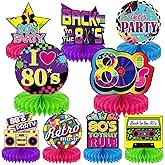 9 Pieces 80's Retro Party Supplies 1980 Party Honeycomb Centerpieces for Tables Decorations 80s Hippie Theme Table Topper Decorations for 1980s Birthday Baby Shower Birthday Suplies