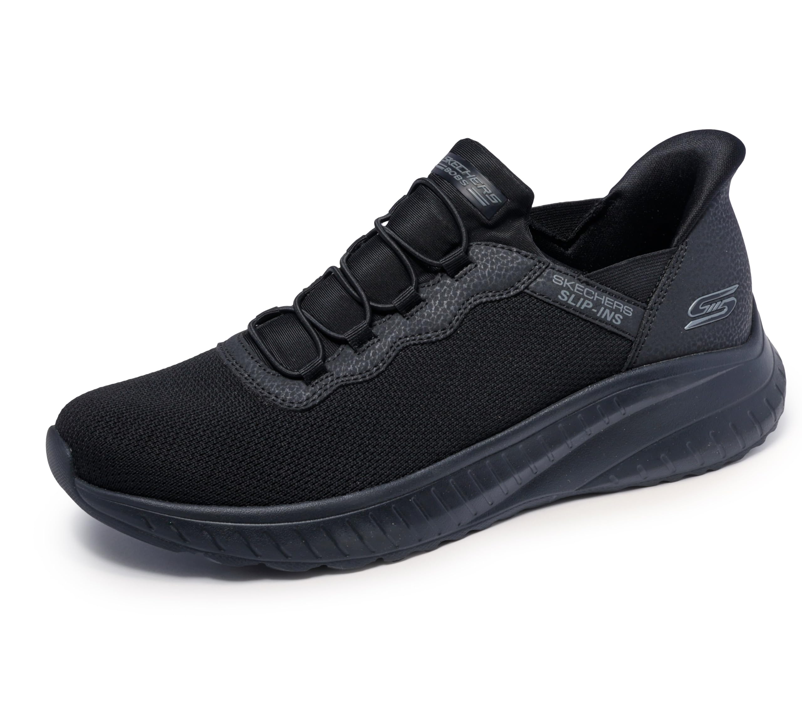 Skechers Men's Hands Free Slip-ins Skechers Bobs Squad Chaos - Daily Hype, Black/Black, 9.5 Image