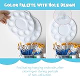 Halobios 12 Pcs Round Paint Palette 6.7" with 10 Wells & Mixing Area view 3