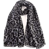 GKJU Leopard Print Scarf for Women Lightweight Soft Scarves Pashmina Headwraps Cheetah Hijab Shawls Wraps