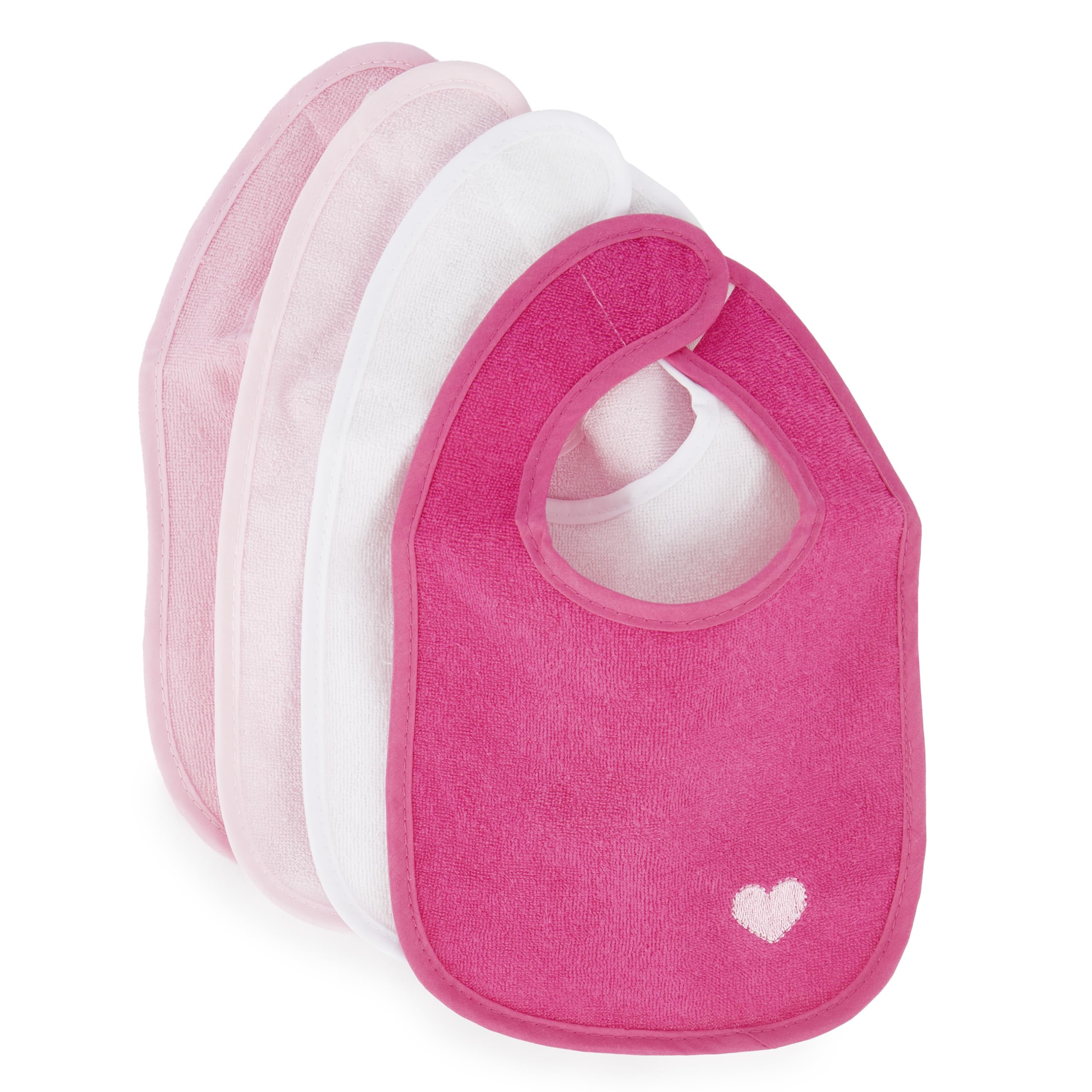 BIECO set of 4 bibs newborn Pink | waterproof bibs for babies | newborn bib | baby cotton bib large for babies