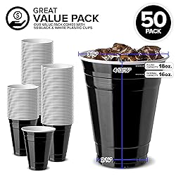 Stock Your Home Black Plastic Cups Disposable, 16oz