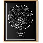 CELESTORY Custom Star Map Framed Night Sky Print Constellation Map Star Chart Gift Wall Art Poster Personalized Star Map for Specific Date Unique Gifts for Him Meaningful Gifts for Her - Pitch Black