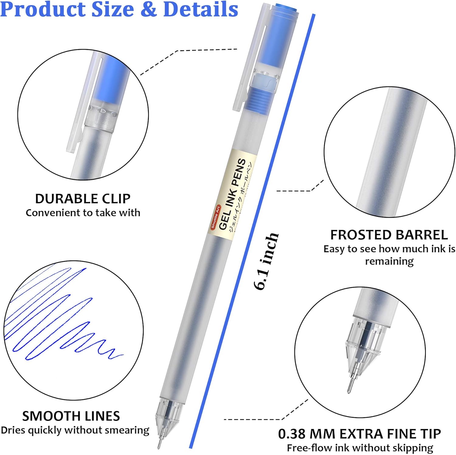 Shuttle Art 15 Colours Gel Ink Pens, 0.38mm Extra Fine Point Ballpoint Pens - Image 4
