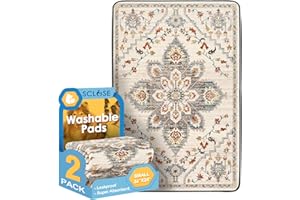 SCLOSE Washable Pee Pads for Dogs 2 Pack, 36" x 24" Reusable Puppy Pads Waterproof, Super Absorbent Dog Rugs, Leakproof, Dog Crate Pad, Playpen Mat, Whelping Pads, White Medallion